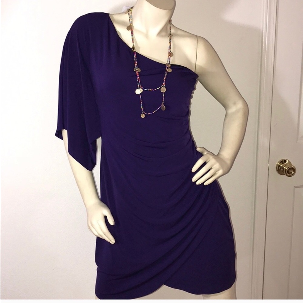 Like New Royal Purple One Shoulder Mini Dress